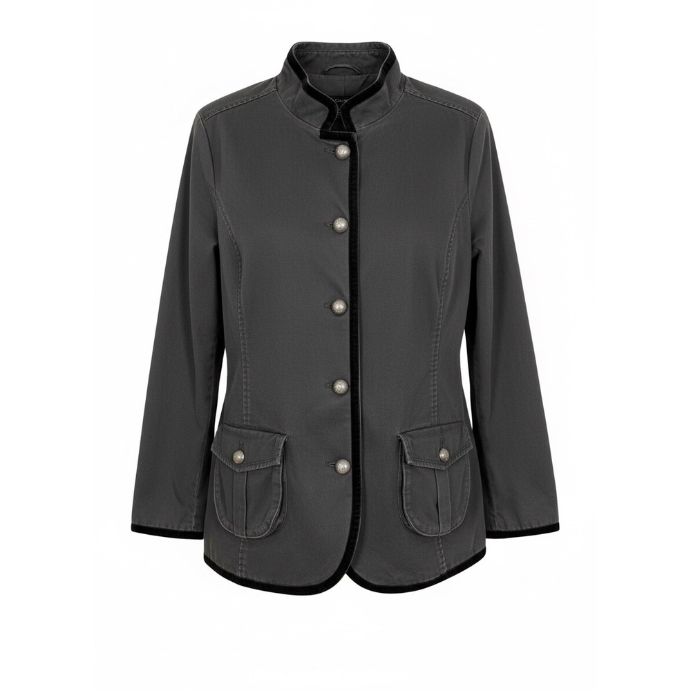 Calvin Klein Jeans Womens Button Up Denim Jacket Size 1X Military Steampunk